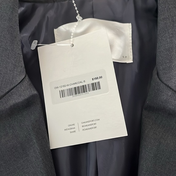 Oak Fort Cropped Grey Over Sized Blazer Size Sp New With Tag - Picture 7 of 10